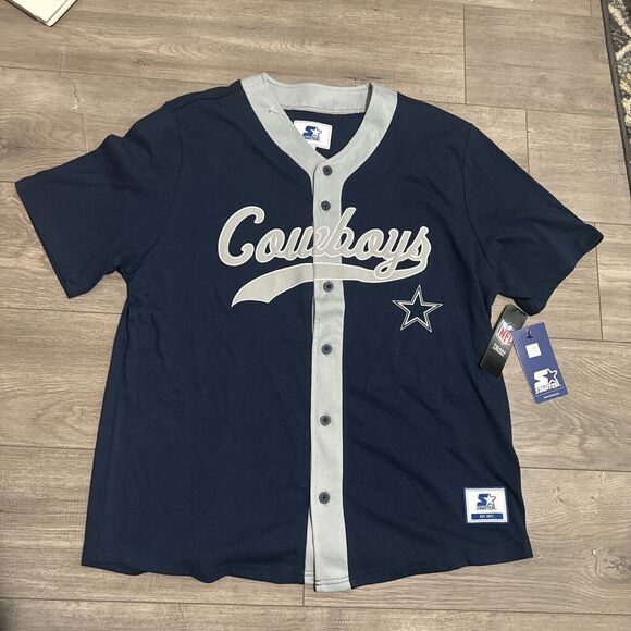 Starter Men’s Dallas Cowboys Retro Baseball Blue Style Jersey XL NWT - Picture 1 of 5